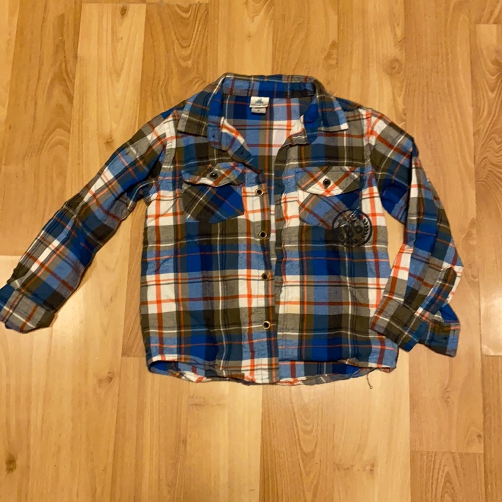 🍁Blue and khaki color button long sleeve-flannel
